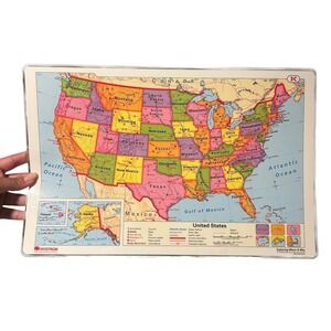 HUGE LOT 38 Nystrom Desk Maps Double Sided US World Geography Old School 3C